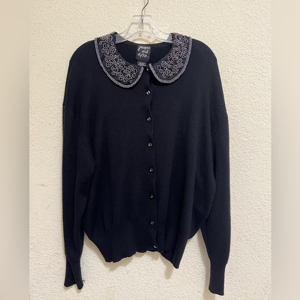 Cardigan with Beaded Collar